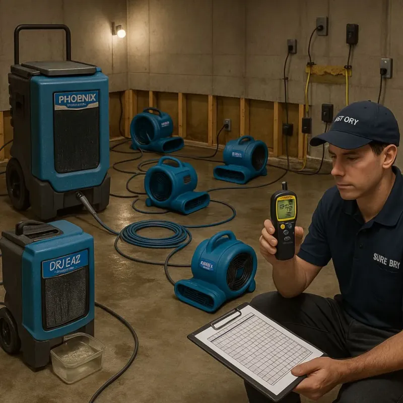 Structural Drying and Dehumidification process in Putney, GA